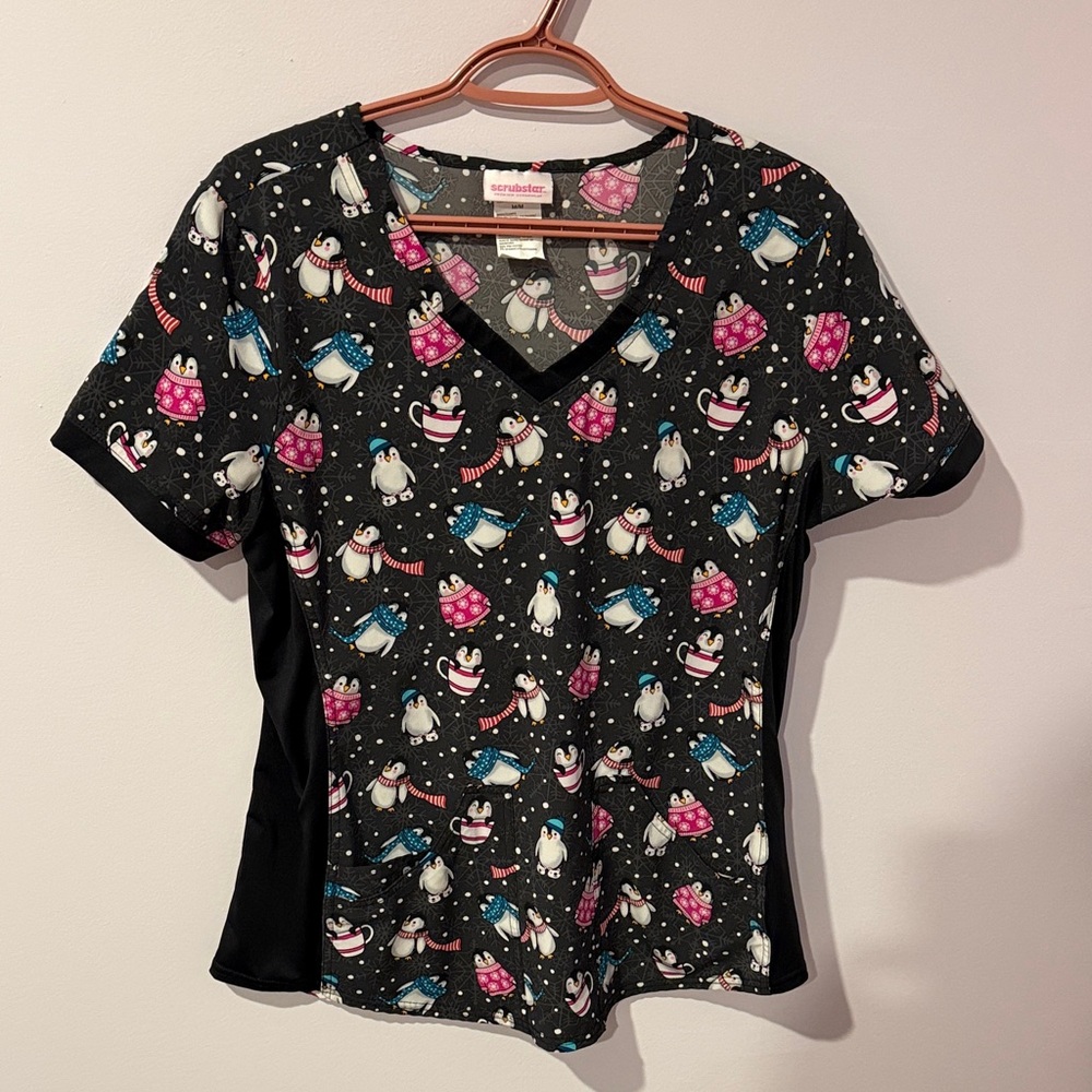 Winter Penguin Scrub Top